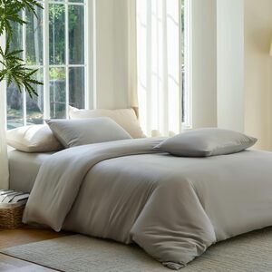 NWT DOZ Duvet Cover Set 100% Viscose +2 Pillowcases, 106"x90" Dove King/Cal King